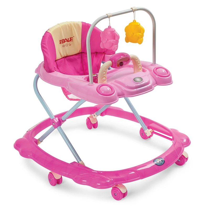 

OKAI Plastic Music Cartoon Baby Walker simple baby walkers For Kids 6 Wheels baby walker, Pink