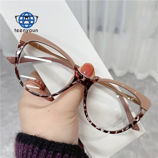 

Teenyoun Custom Logo Eyeglass Frame Metal Fashion Womens Cat Eye Tr90 Anti Blue Light Blocking Eyeglasses Glasses Optical Gafas