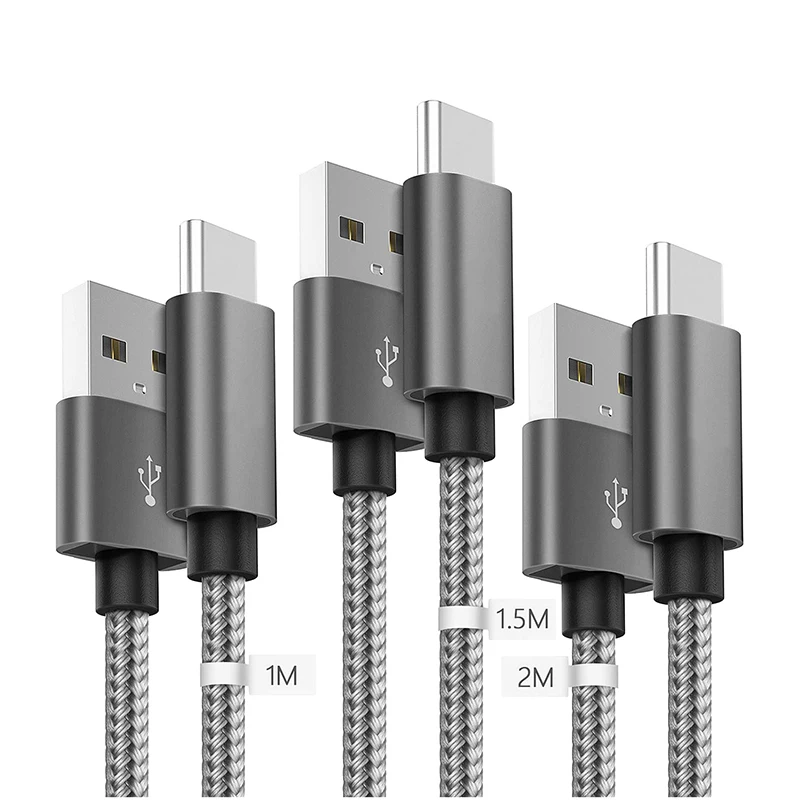 

Fast Charging Braided Cable Type C USB Cable, Gold,silver,black