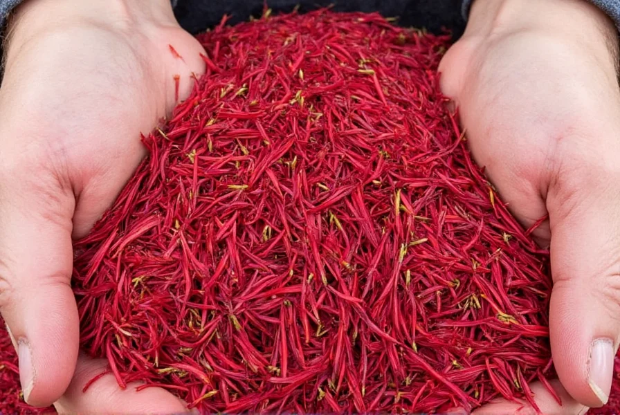 Saffron stigmas drying on white cloth