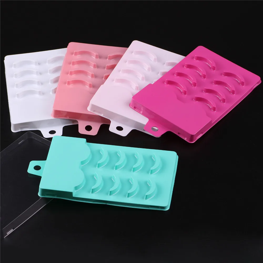 

wholesale false eyelash trays plastic mink lashes holder 5 pair eyelash packaging box eyelash tray
