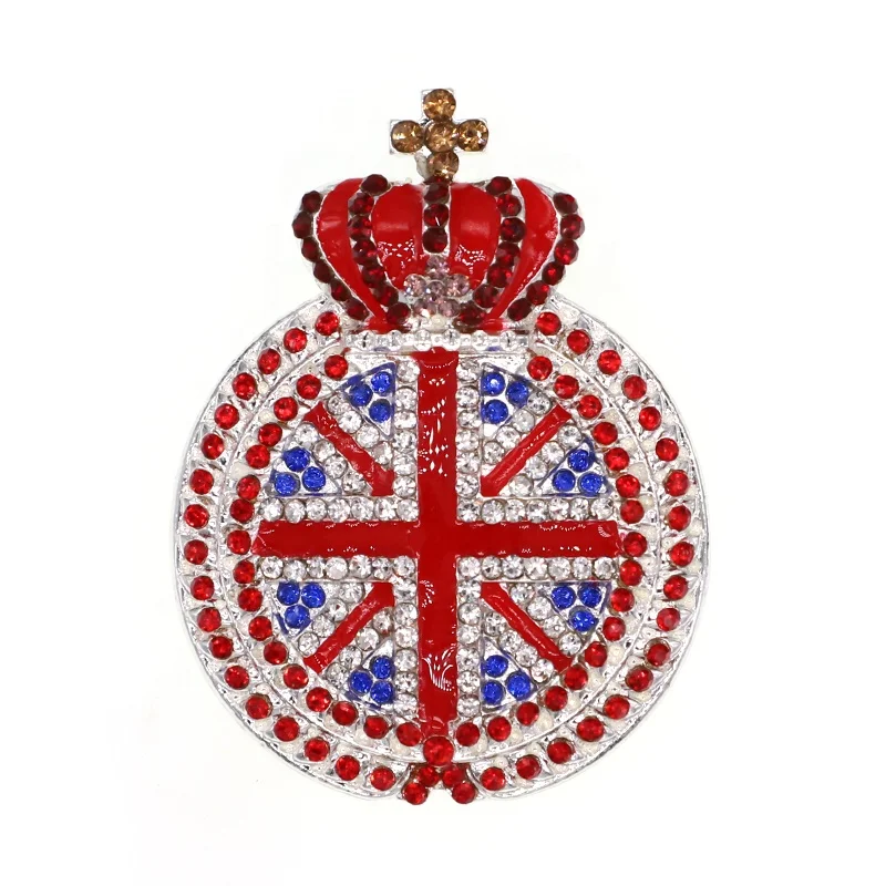 

UK Union Jack Flag Brooch Rhinestone Crown Angel British Flag Patriotic Brooch Pin, Picture shows