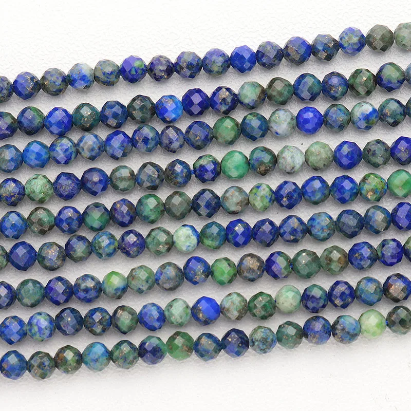 Popular Natural Healing Faceted Azurite malachite Lapis Chrysocolla Loose  Beads Strands For Jewelry Making 2mm 3mm 4mm