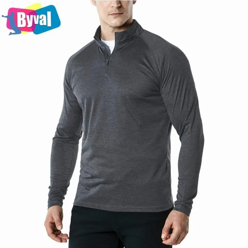 

New Style Custom Men's 1/4 Zip Pullover Long Sleeve Shirt Quick Dry Performance Running Top Athletic Quarter T-Shirt, Customized color