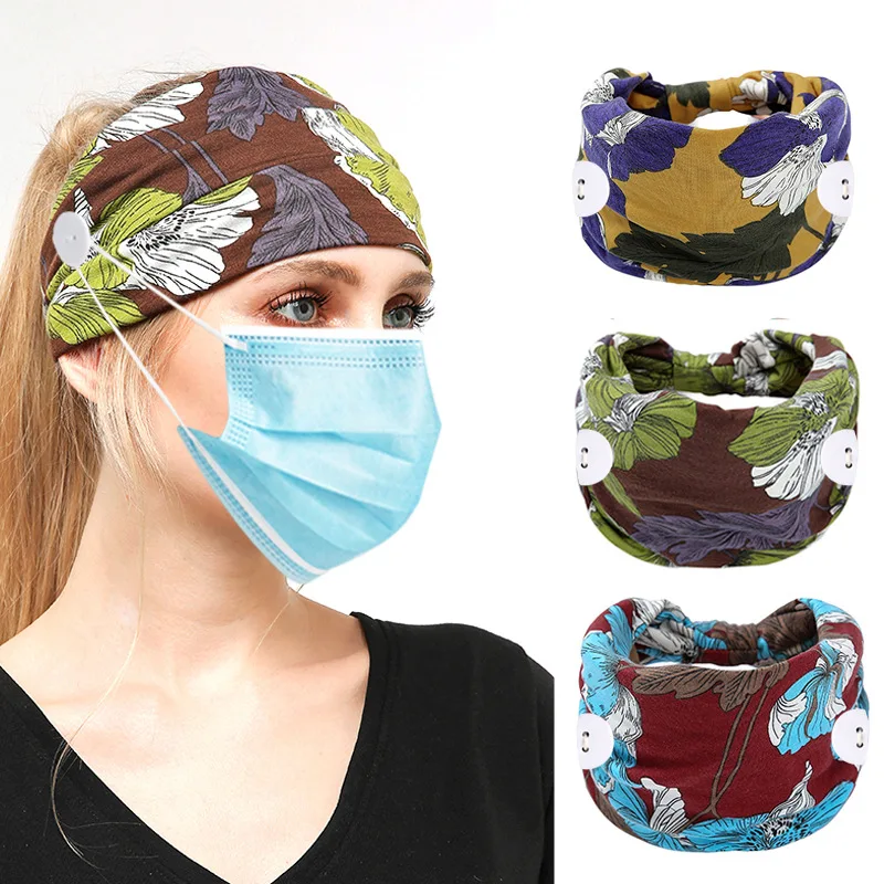 

JuHu New Style Sports Yoga Hairband Button Anti-stroke Headband Wide Band Ladies Hair Accessories Wholesale, As shown in the figure