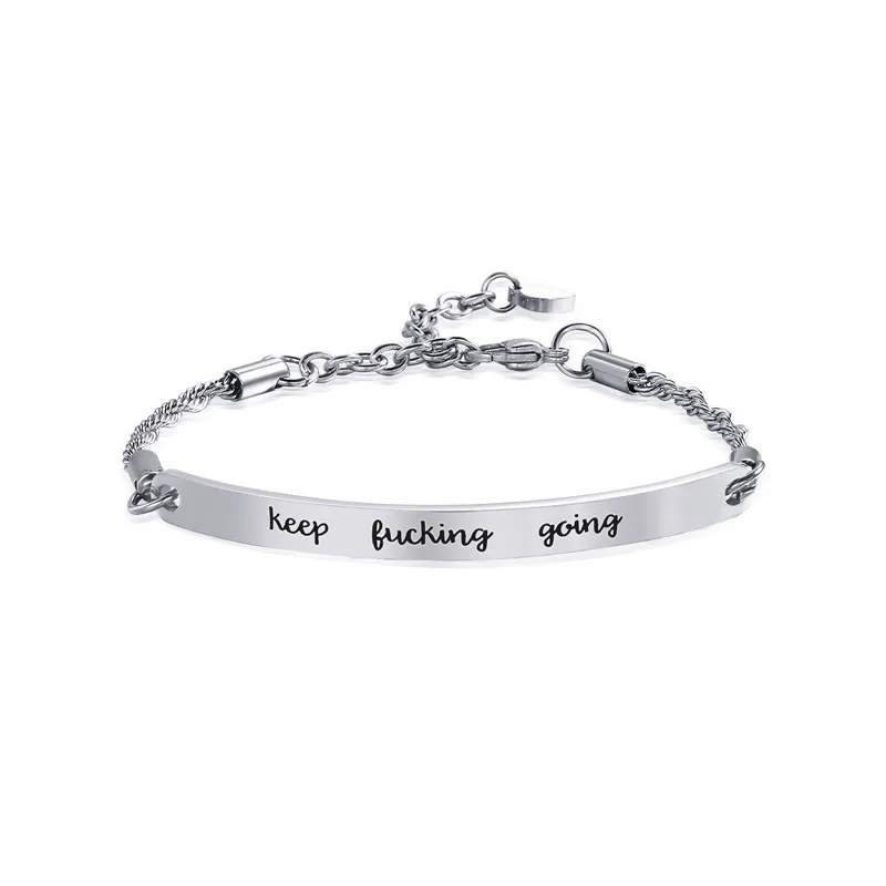

Hot lettering inspirational statement stainless steel bending Bracelet custom bracelet