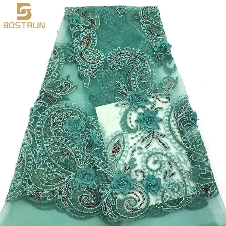 JJ49 The latest gold and yellow handmade beaded sequin embroidery dress comfortable soft wedding dress African lace fabric