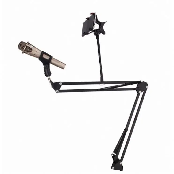 

Smartphone live broadcast recording Holder Microphone table stand Scissor Arm with Pop Filter for ipad Mobile Phone, Black