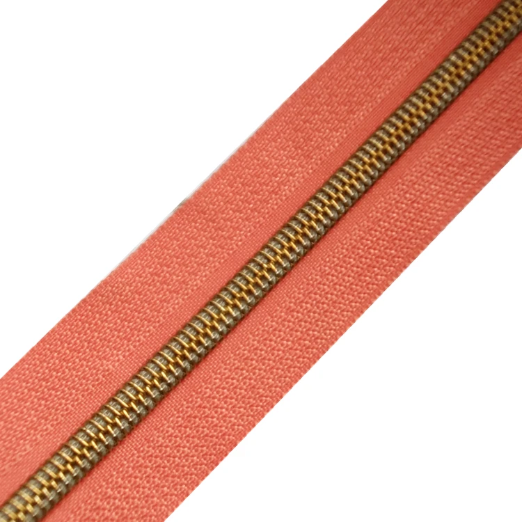 

top-seller #3 #5 nylon zippers with antique brass teeth long chain roll zippers manufacturer