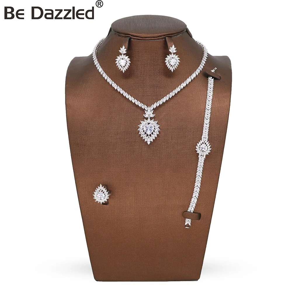 

Bedazzled 2020 NEW White Gold Plated Copper Cubic Zircon Love CZ Crystal Wedding Evening Dress accessories Bridal jewelry Sets
