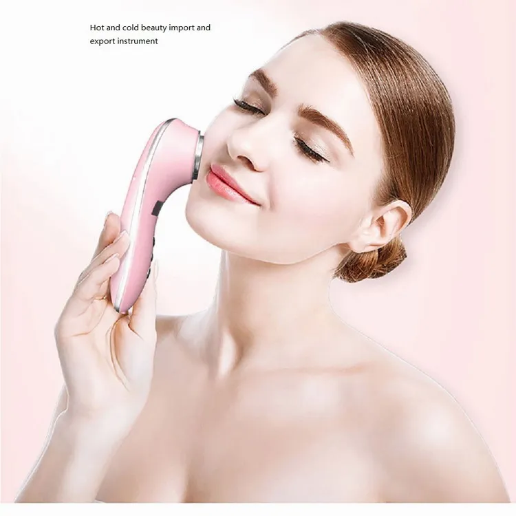 

Hot And Cold Heating And Vibration Skin Care Machine Facial Massager Acne Treatment Lifting Cleansing Beauty Device, White+pink