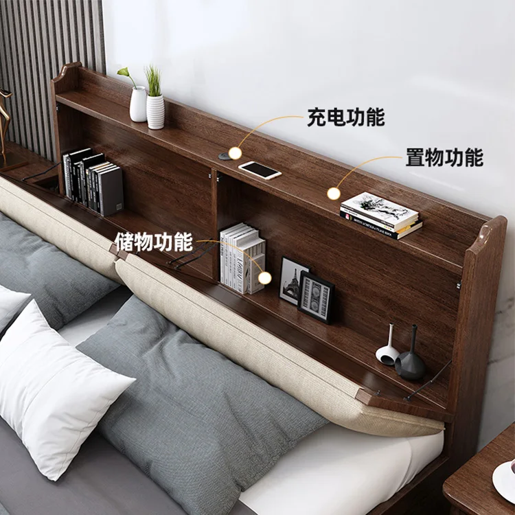 product-solid wooden bed frame storage hot sales latest design rustic platform slats bed-BoomDear Wo-2