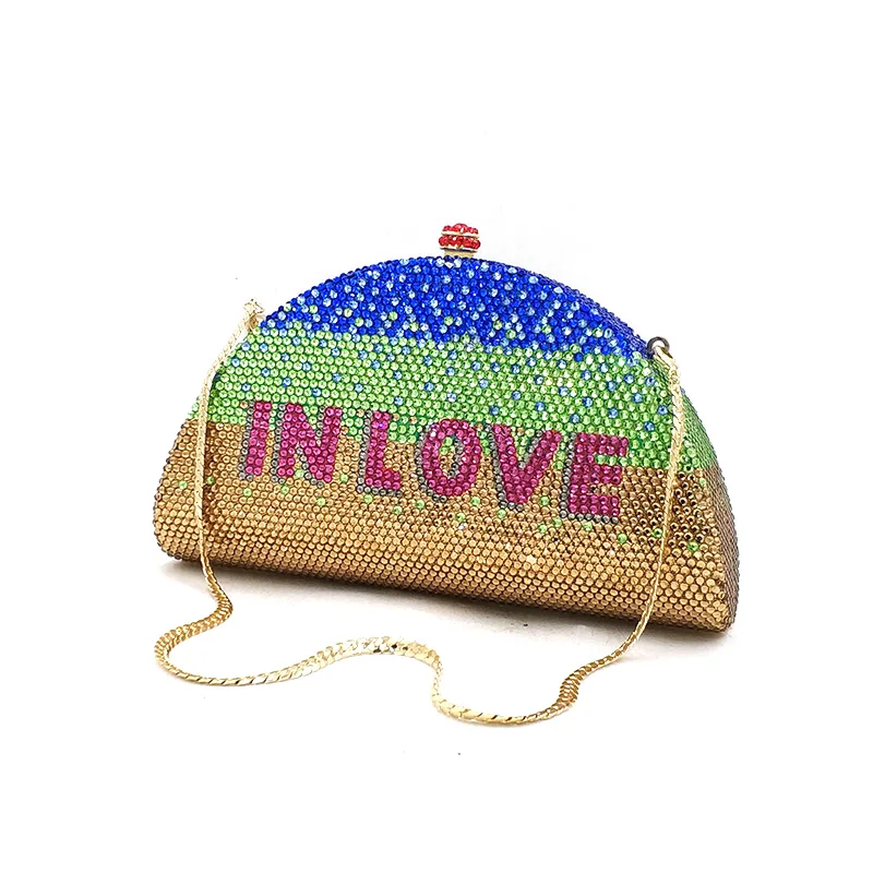 

Special customization IN LOVE top design Bridal wedding party purses women evening party diamonds crystal clutches purses