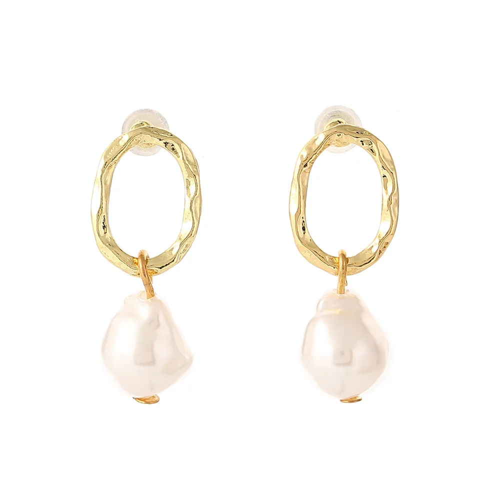 

Lotus high quality 18k gold copper baroque pearl stud earrings 2020