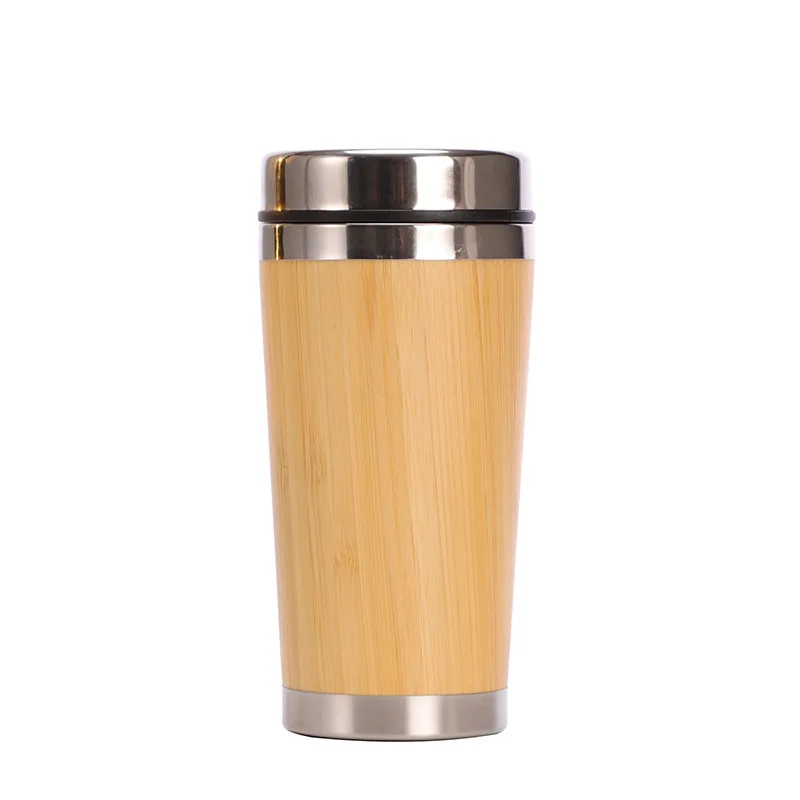 

450ml Eco-Friendly Bamboo Travel coffee cup stainless steel thermos car mug with QuickSeal Lid, Bamboo color