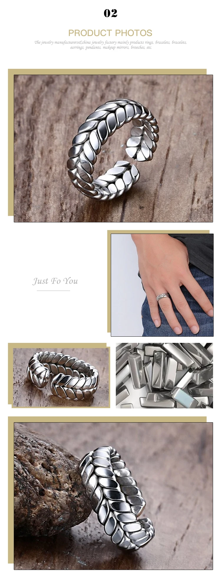 Vintage design High Quality stainless steel wheat ear men's ring R-260
