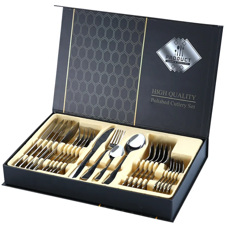 

Cutlery Set 24-Piece Stainless Steel Flatware Silverware Set with Premium Gift box Silverware Set