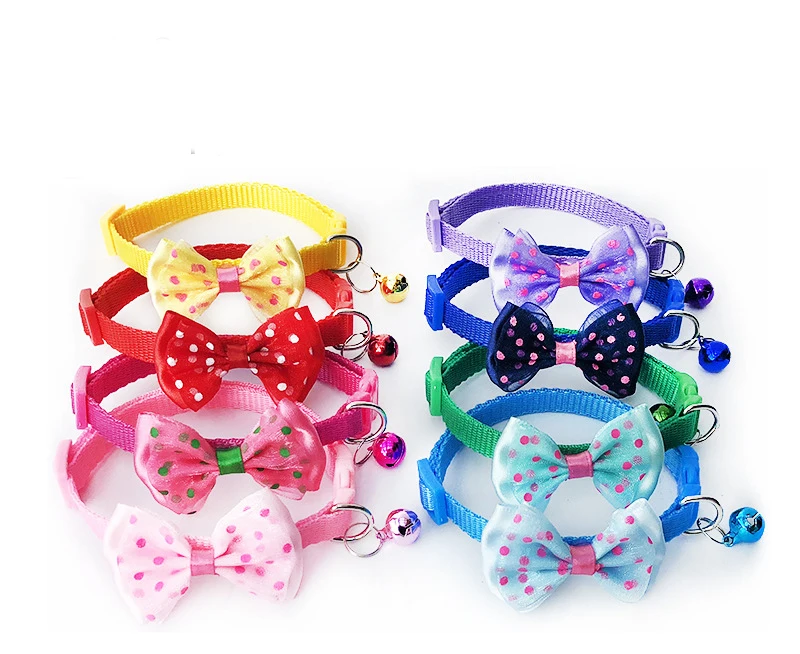 

High quality bowtie dog collar bell collar color buckle in stock, Orange, brown, purple,green,pink,red,yellow,blue, rose red