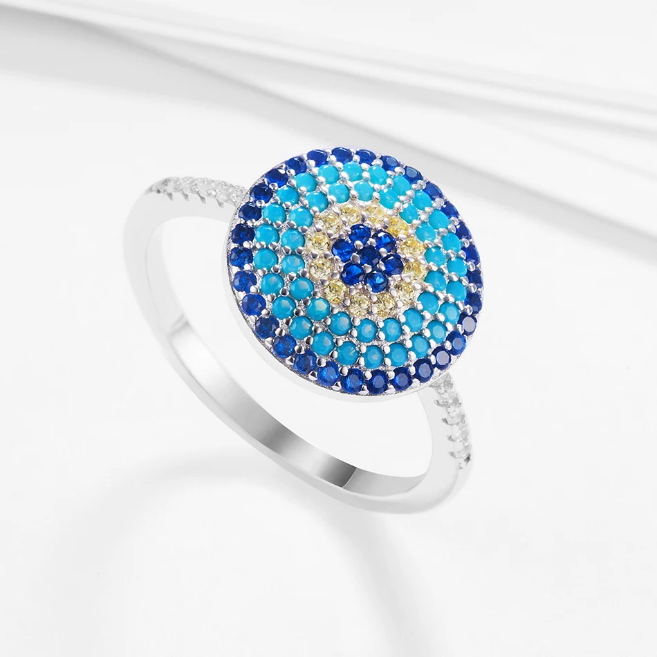 

Natural Stone ring with Blue lucky eye Finger Rings for Women S925 Sterling Silver Fashion Silver Jewelry Gift