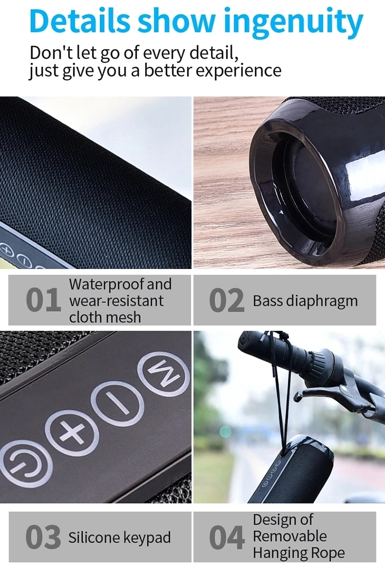 Factory directly sales TG117 USB Player Waterproof Bluetooths Speaker Super Bass - ANKUX.COM