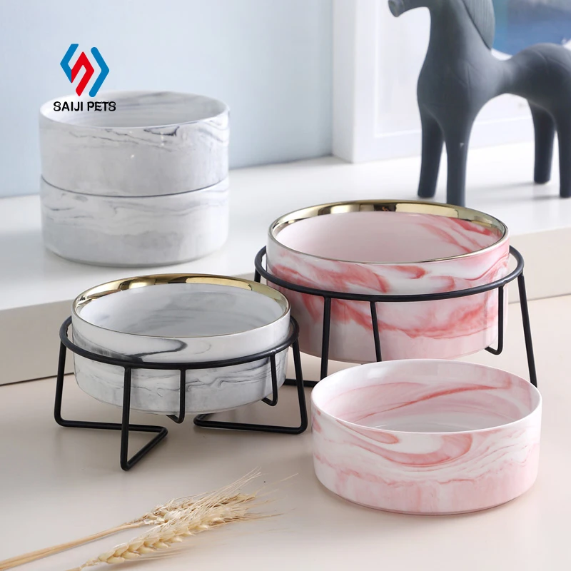 

Saiji custom biodegradable marbling creative nordic style cat food pet dog bowl ceramic, Pink, grey, customized color