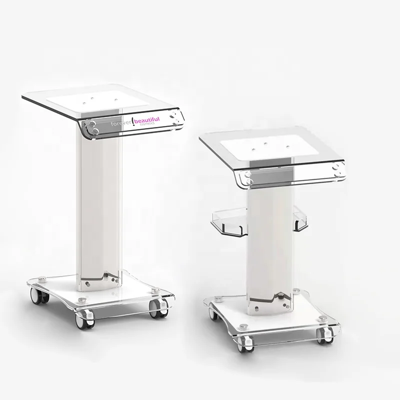 

free shipping Hot selling spa salon beauty Instrument shelf Standing Trolley With Wheel For Beauty Machine Use, Transparent
