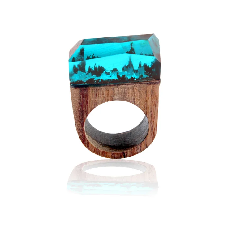 

Wholesale Custom Men Landscape Acrylic Wood Ring Wooden Rings, Picture