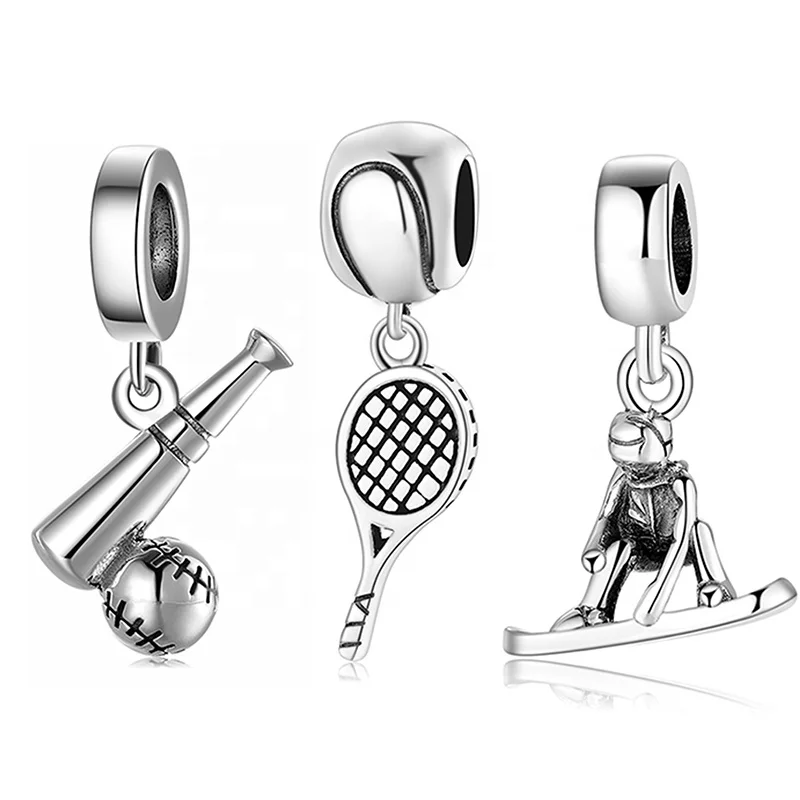 

Real 925 sterling silver Love Sports Tennis and Rackets Pendants Fit Bracelet Jewelry making Wholesale lots bulk Gift Party