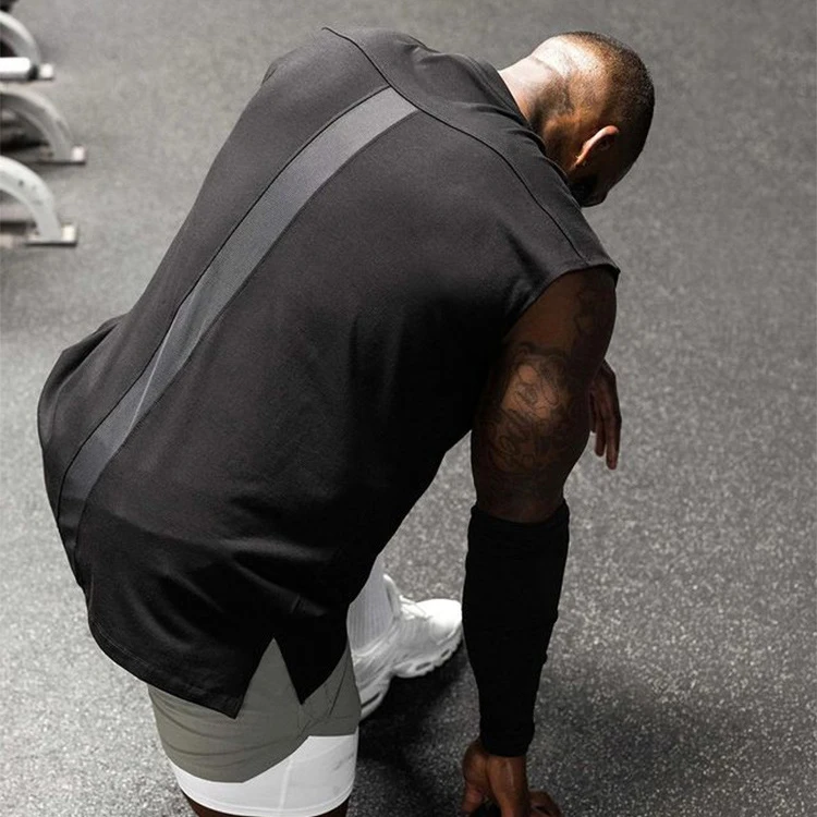 Summer Fashion Loose Plus Size Solid Color O-neck Sleeveless T-shirt Sweat-wicking Gym Men's Tank Tops
