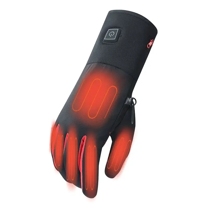 

Heating Motorcycle skiing hunting hand warmer electric winter gloves with 7.4V 2200MAH battery and charger for women men, Black & red/ oem