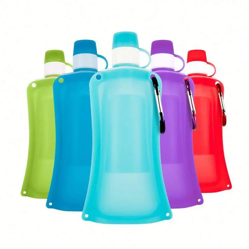 

500ML Collapsible Silicone Water Bottles Medical Grade BPA Free Can Roll Up Leak Proof Foldable Sports & Outdoor Water bottle