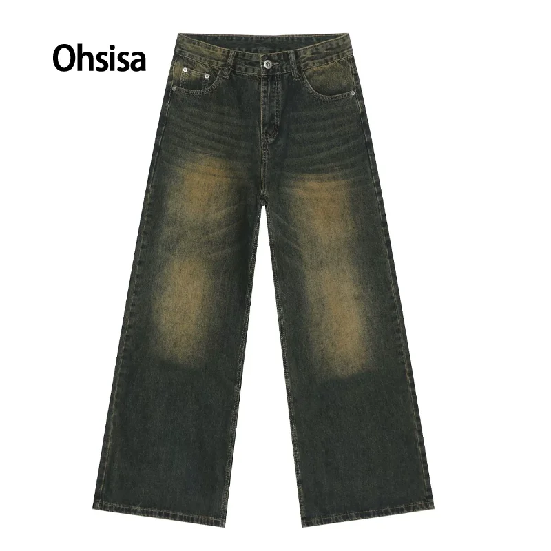 Ohsisa 2025 American Retro Cowboy Loose Wide Leg Jeans