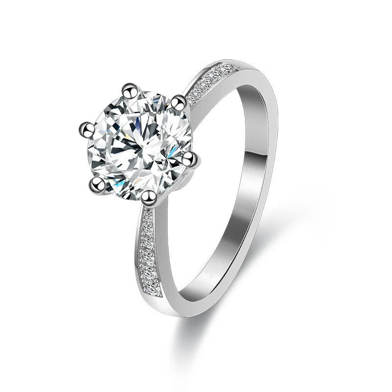 

1 carat white moissnaite gemstone solid silver ring 6 prongs in stock