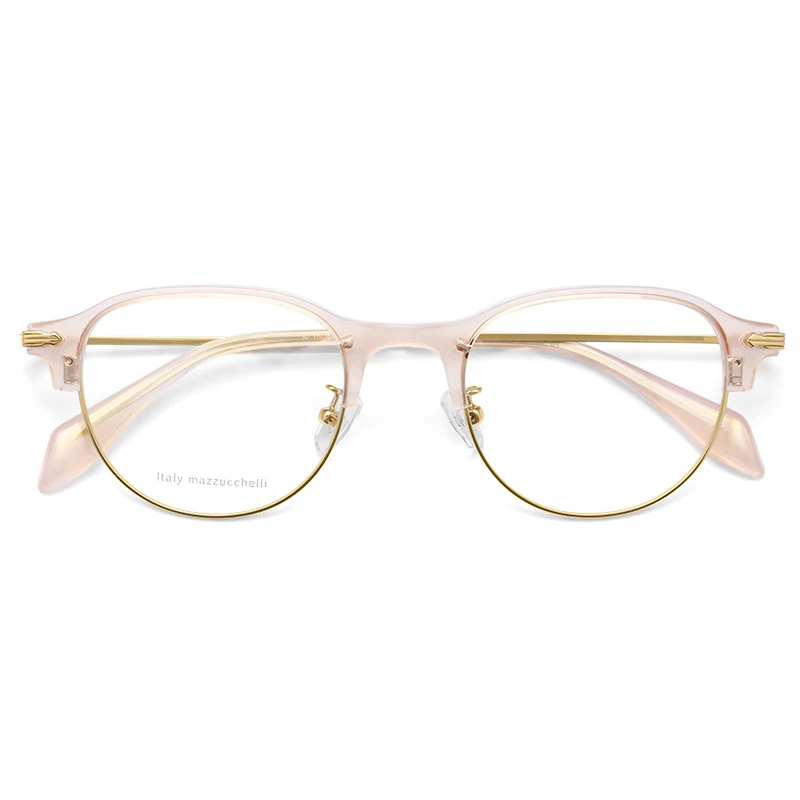 

Fashion Metal Plank Light Pink Half frame Optical Eyeglasses Frame Reading Glasses Anti Blue Light Blocking Unisex, Custom colors