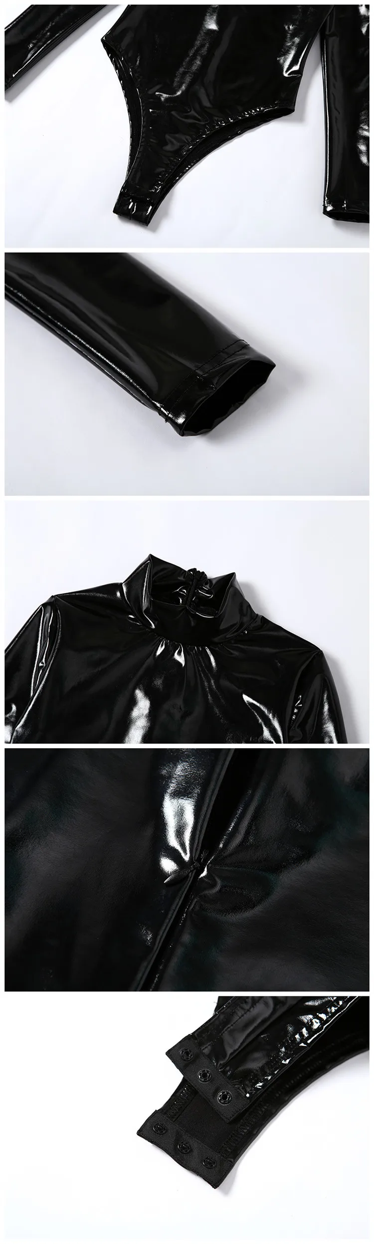  2020 Autumn Women PU Leather Leotard long sleeve Bodysuit Sexy Club Costumes Bodysuit Fashion swimsuit jumpsuit casual clothes