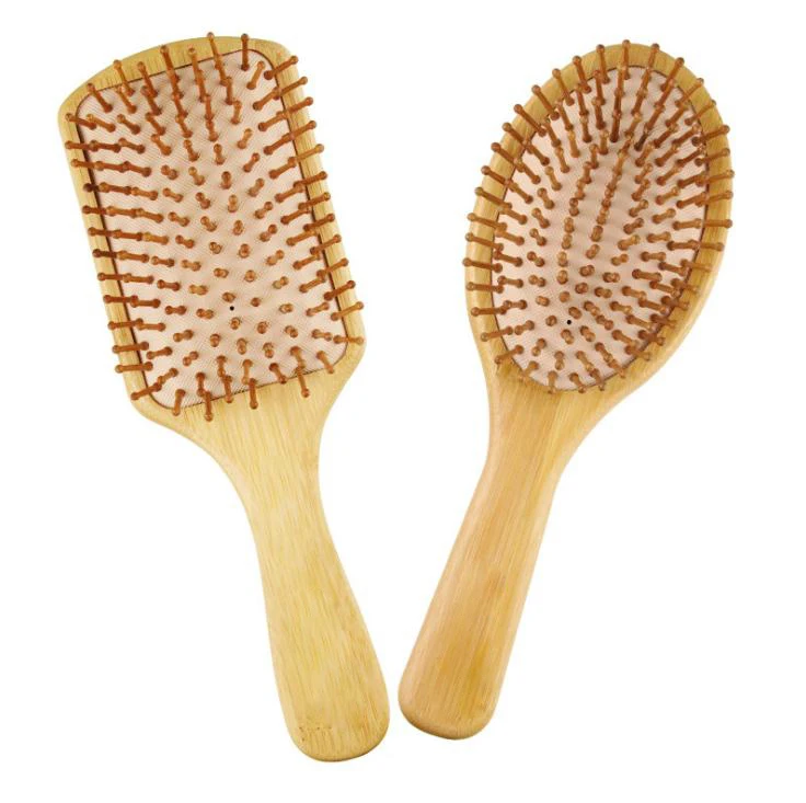 

Eco Friendly Custom Logo Bamboo Paddle Hair Brush Set Scalp Massage Bamboo Comb And Hair Brush, Natural color