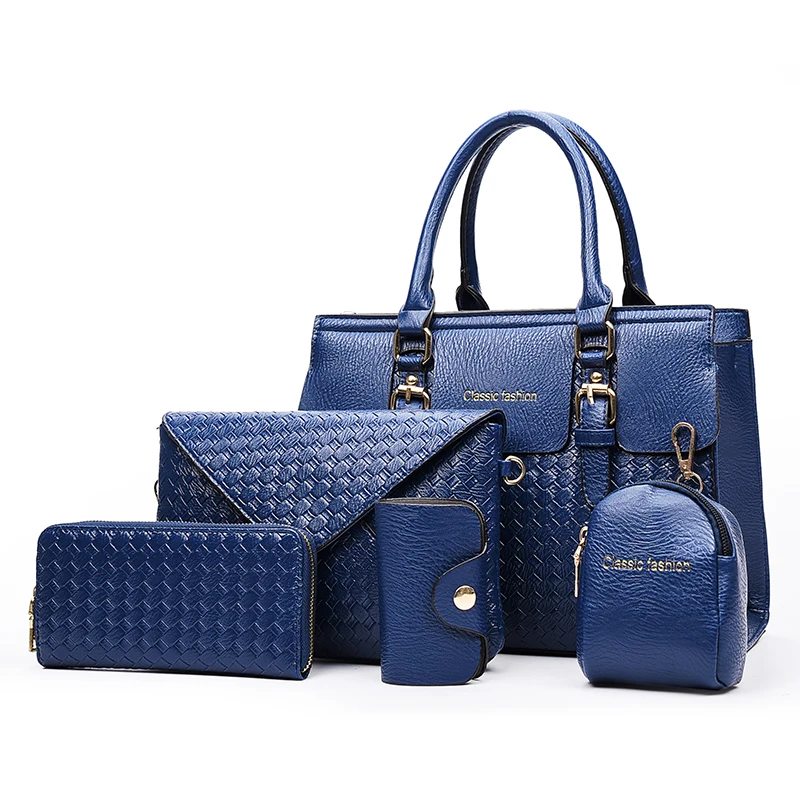 

Online shopping handbag set pu leather 6pcs tote bags set bag ladies