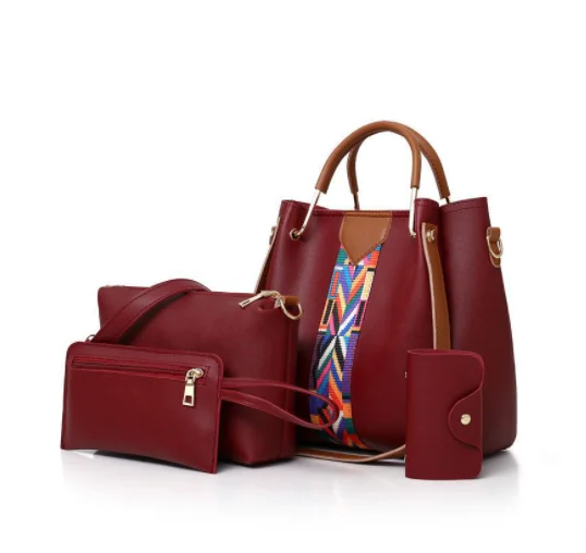 

Fashion Solid Totes Designer Women PU Lady Handbags Women 4 Pcs Handbag Set 4-piece handbag, 7 colors