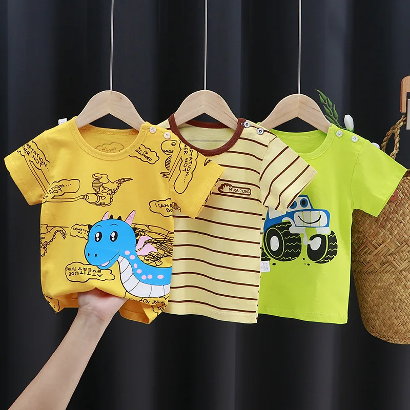 

Children's short-sleeved T-shirt cotton girls' summer clothes baby children's summer clothing 2021 boys' tops drop shipping, Picture shows