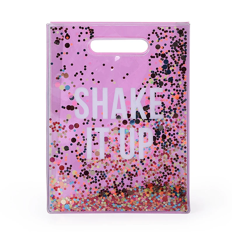 

fashion custom printing logo shiny sparkling laser fantastic magic color drink holder makeup tote bag holographic bag, Colorful