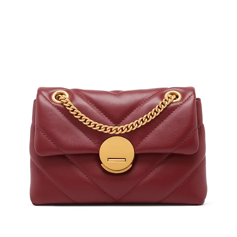 

Fashionable trendy shoulder hand bags for girls small chain ladies bags 2020 designer genuine leather women bags casual, Black,red