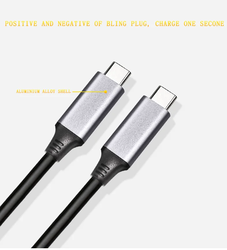 Factory high speed aluminum alloy shell fast charging type-c usb 3.1 type c cable