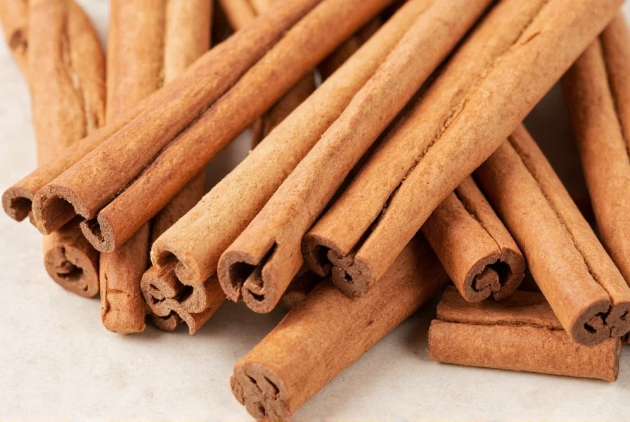 Close-up comparison of Ceylon and Cassia cinnamon sticks showing layered versus single-bark structure