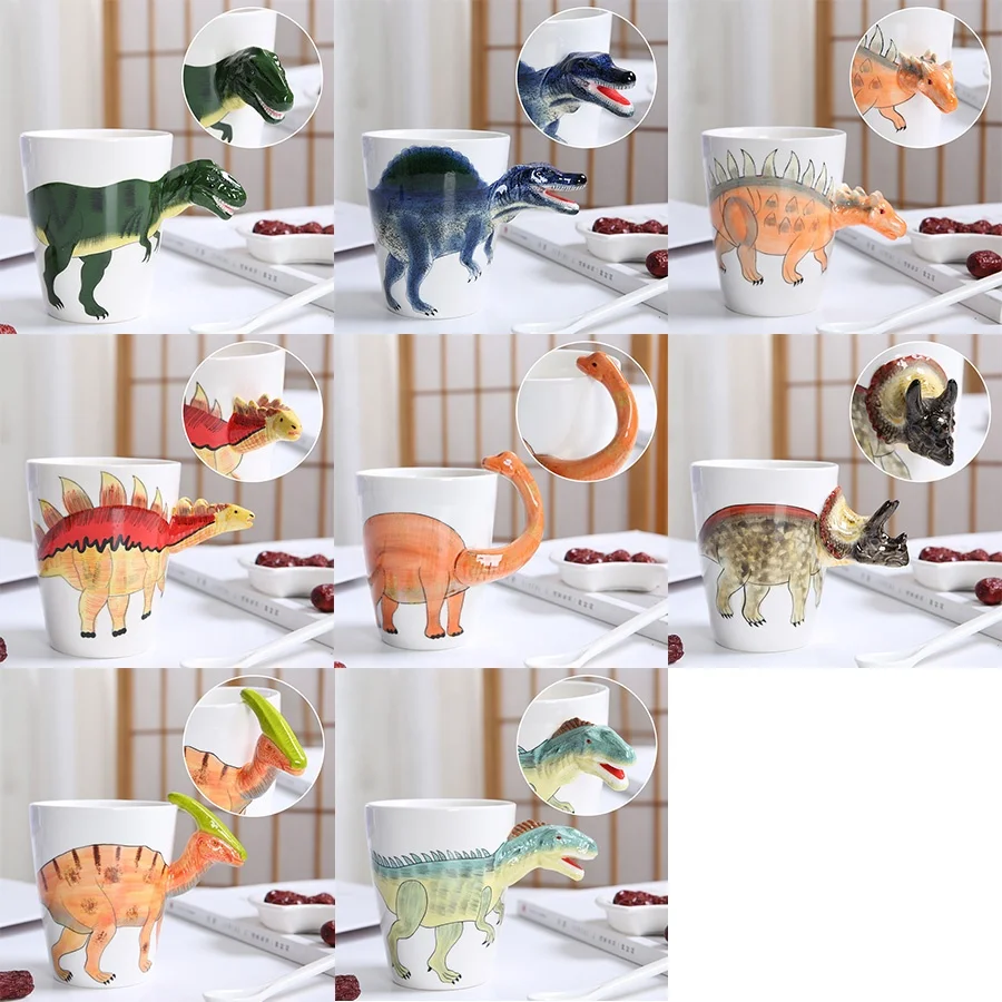 

Baby like home use creative design 450ml 3d dinosaur pattern ceramic coffee milk water mug cup