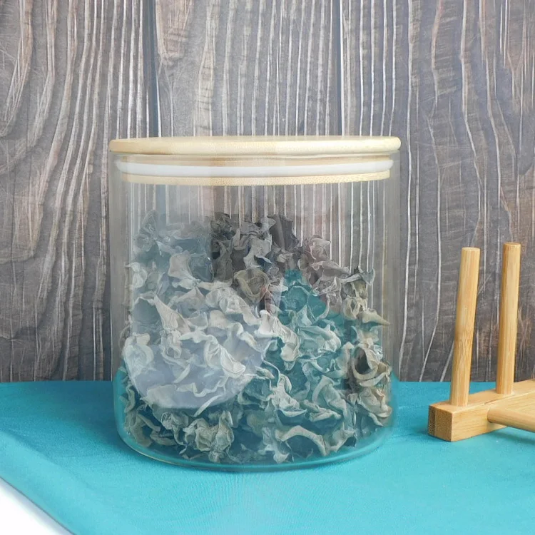 

Glass Storage Jar with Sealed Bamboo Lid large size for spice jar, Customized color
