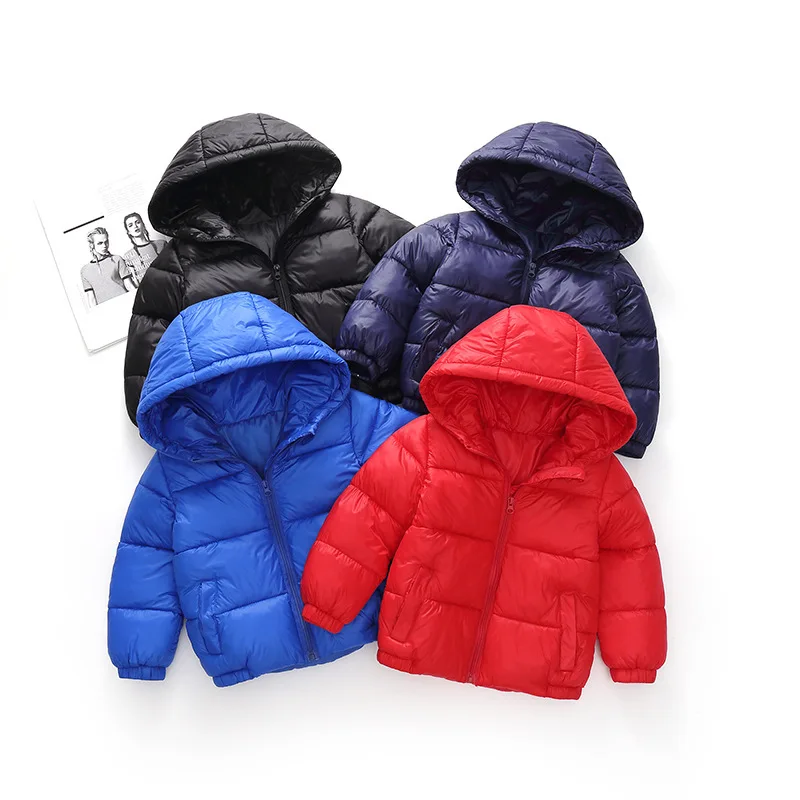 

Custom Logo Oversize Baby Boys Winter Jackets Solid Hooded Windproof Clothes Warm Cotton Padded Coat Girls Outerwear For Kids