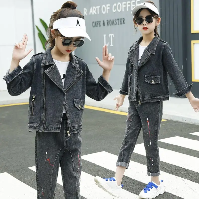 

Children's Spring Autumn Clothing Set Cute Boys Denim jacket jeans 2pcs Suit Boys denim coat pants Clothes set, As picture