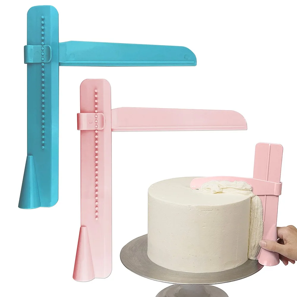 

Adjustable Cake Screed Height Scraper Piping Spatula Edges Smoother Tool Rotating Level Cake Surface Treatment Tool, As picture