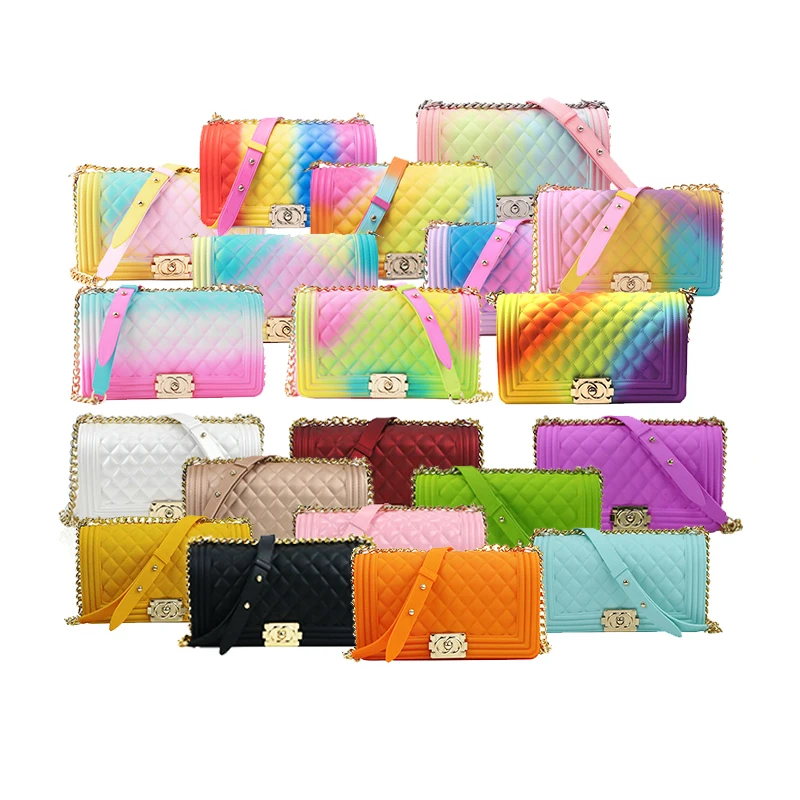 

Wholesale High Quality Lady Handbag Colorful Pvc Shoulder Crossbody Bags Lady Jelly Purse, 33 colors