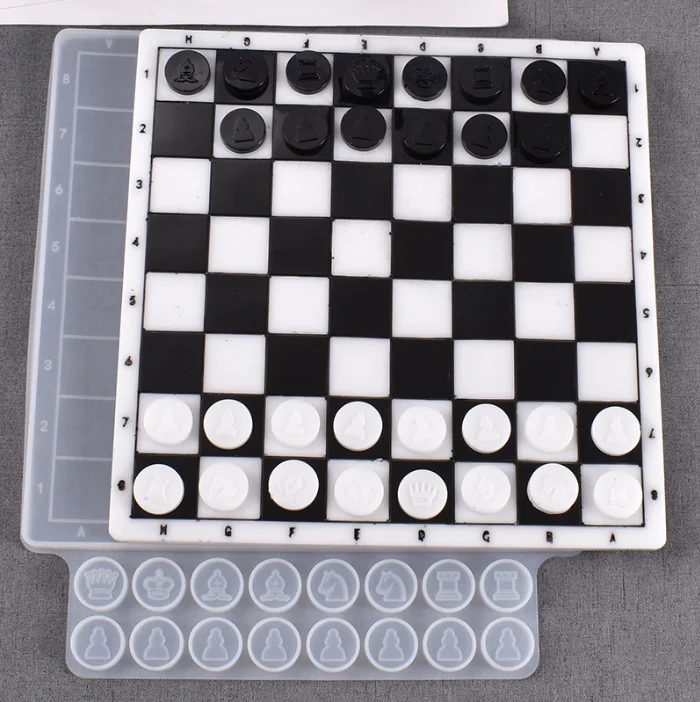 

DIY crystal saquare international chess card Games mold for Kids and Adults, White